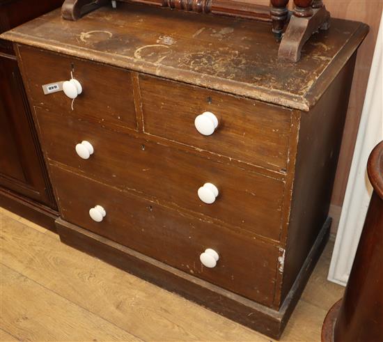 A Victorian painted pine four drawer chest W.91cm